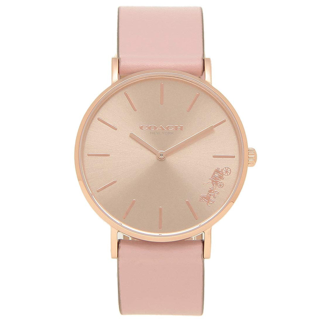 Coach Delancey Gold Dial Pink Leather Strap Watch for Women - 14503332