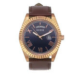 Guess Connoisseur Blue Dial Brown Leather Strap Watch For Men - GW0353G2