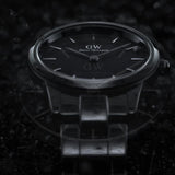 Daniel Wellington Iconic Link Ceramic Black Dial Black Steel Strap Watch For Women - DW00100414