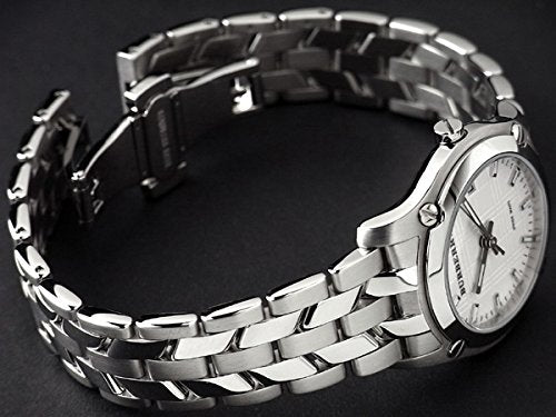 Burberry Heritage Check White Dial Silver Steel Strap Watch for Women - BU1853