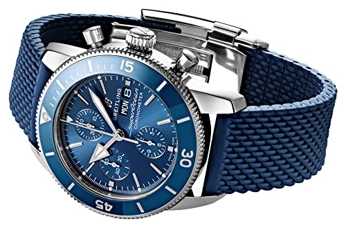 Breitling Superocean Heritage Chronograph 44 Blue Dial Blue Mesh Bracelet Watch for Men - A13313161C1S1