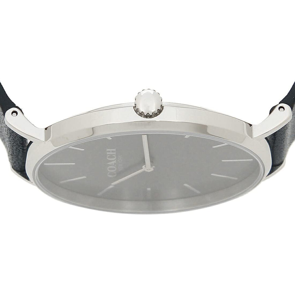 Coach Charles Grey Dial Navy Blue Leather Strap Watch for Men - 14602150