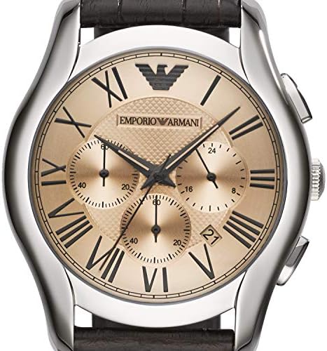 Emporio Armani Valente Chronograph Brown Dial Brown Leather Strap Watch For Men - AR1785
