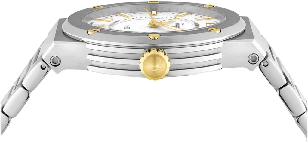 Salvatore Ferragamo F-80 Classic Silver Dial Silver Steel Strap Watch for Men - SFHY02922