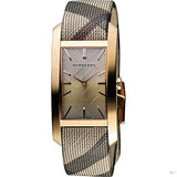 Burberry The Pioneer Rose Gold Dial Haymarket Brown Leather Strap Watch for Women - BU9408