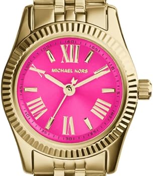 Michael Kors Lexington Quartz Pink Dial Gold Steel Strap Watch For Women - MK3270