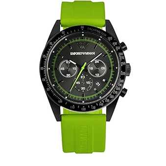 Emporio Armani Sports Analog Black Dial Green Rubber Strap Watch For Men - AR6115