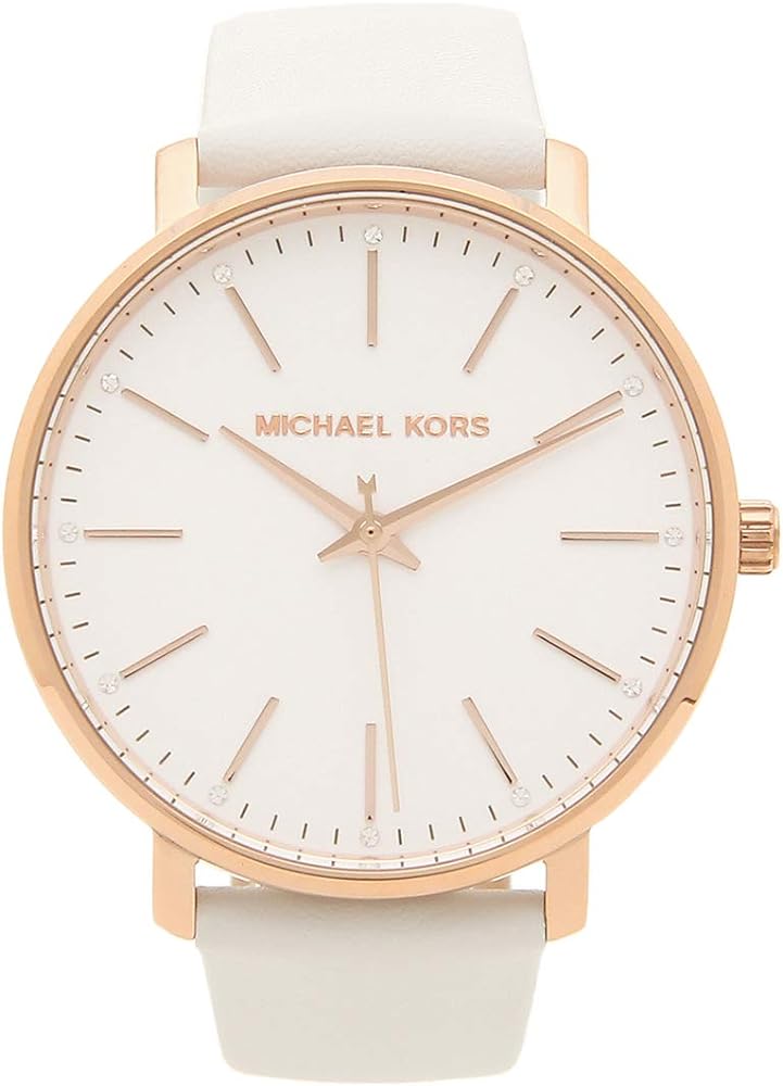Michael Kors Pyper Quartz White Dial White Leather Strap Watch For Women - MK2800