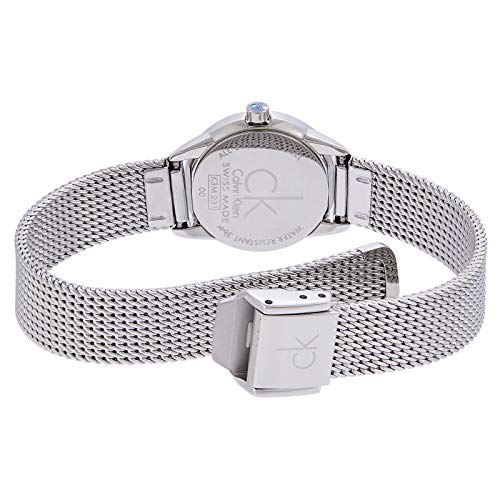 Calvin Klein Minimal Grey Dial Silver Mesh Bracelet Watch for Women - K3M2312X