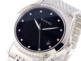 Gucci G Timeless Diamonds Black Dial Silver Steel Strap Watch For Women - YA126408