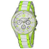 Marc Jacobs Rock Chronograph White Dial White & Green Silicone Strap Watch for Women - MBM2592