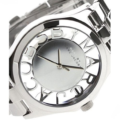 Marc Jacobs Henry Transparent Silver Dial Silver Steel Strap Watch for Women - MBM3205