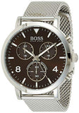 Hugo Boss Spirit Brown Dial Silver Mesh Bracelet Watch for Men - 1513694