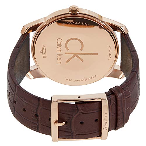 Calvin Klein City White Dial Brown Leather Strap Watch for Men - K2G21629
