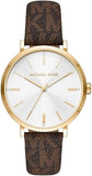 Michael Kors Addyson Three-Hand Silver Dial Brown Leather Strap Watch for Women - MK2945
