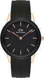 Daniel Wellington Iconic Motion Black Dial Rubber Strap Watch For Women - DW00100426