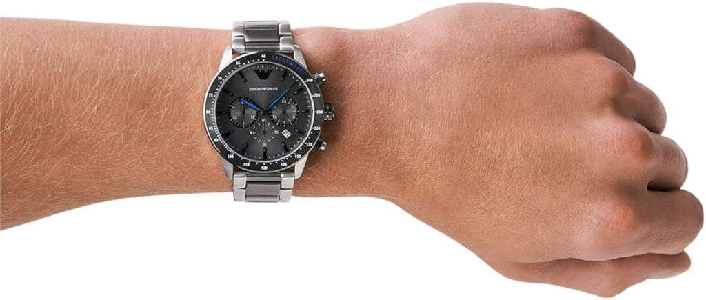 Emporio Armani Chronograph Grey Dial Two Tone Steel Strap Watch For Men - AR11391