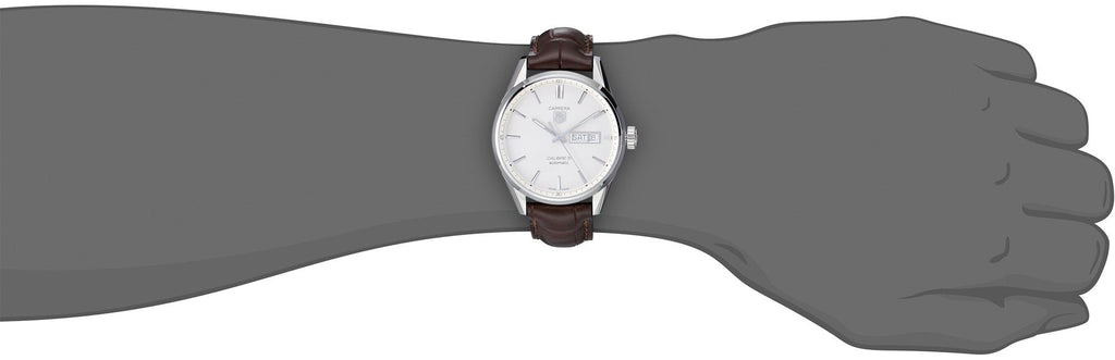 Tag Heuer Carrera Calibre 5 Automatic 41mm White Dial Brown Leather Strap Watch for Men - WAR201B.FC6291