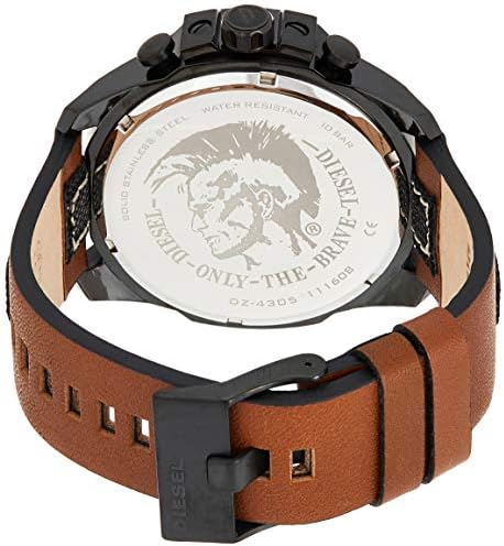 Diesel Mega Chief Quartz Black Dial Two Tone Leather Strap Watch For Men - DZ4305