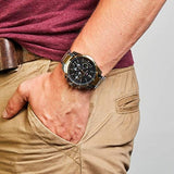 Tommy Hilfiger Decker Chronograph Black Dial Two Tone Steel Strap Watch for Men - 1791559