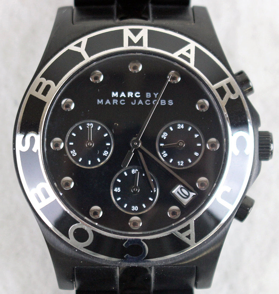 Marc Jacobs Blade Chronograph Black Dial Black Steel Strap Watch for Women - MBM3083