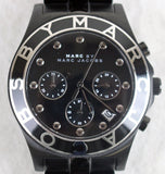 Marc Jacobs Blade Chronograph Black Dial Black Steel Strap Watch for Women - MBM3083