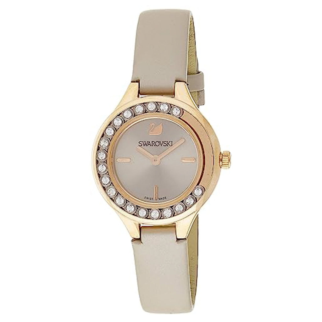 Swarovski Lovely Crystals Mini Grey Dial Grey Leather Strap Watch for Women - 5261481
