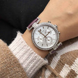 Swarovski Era Journey Chronograph Silver Dial Purple Leather Strap Watch for Women - 5296835