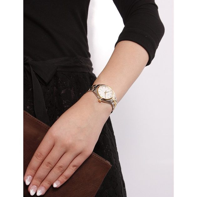 Tissot T Classic PR 100 Sport Chic White Dial Two Tone Steel Strap Watch For Women - T101.210.22.031.00