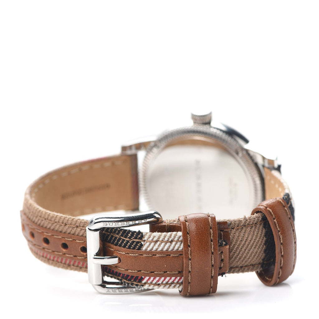 Burberry Utilitarian White Dial Multicolor Leather Strap Watch for Women - BU7824