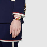 Gucci G-Frame Mother of Pearl Dial White Blue Red Nylon Strap Watch For Women - YA147405