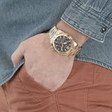 Guess Commander Chronograph Blue Dial Two Tone Steel Strap Watch for Men - GW0056G5