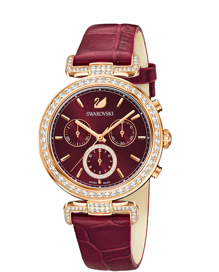 Swarovski Era Journey Red Dial Red Leather Strap Watch for Women - 5416701