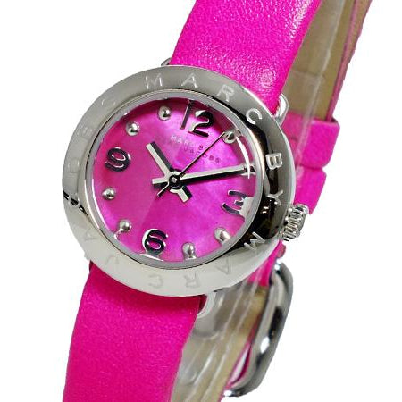 Marc Jacobs Amy Pop Pink Dial Pink Leather Strap Watch for Women - MBM1286
