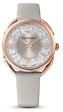 Swarovski Crystalline Glam Silver Dial Grey Leather Strap Watch for Women - 5452455