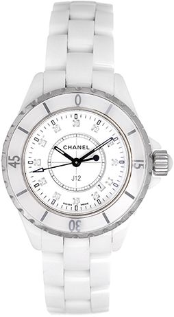 Chanel J12 Diamonds Ceramic White Dial White Steel Strap Watch for Women - J12 H1628