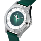 Marc Jacobs Henry Skeleton Green Dial Green Leather Strap Watch for Women - MBM1336