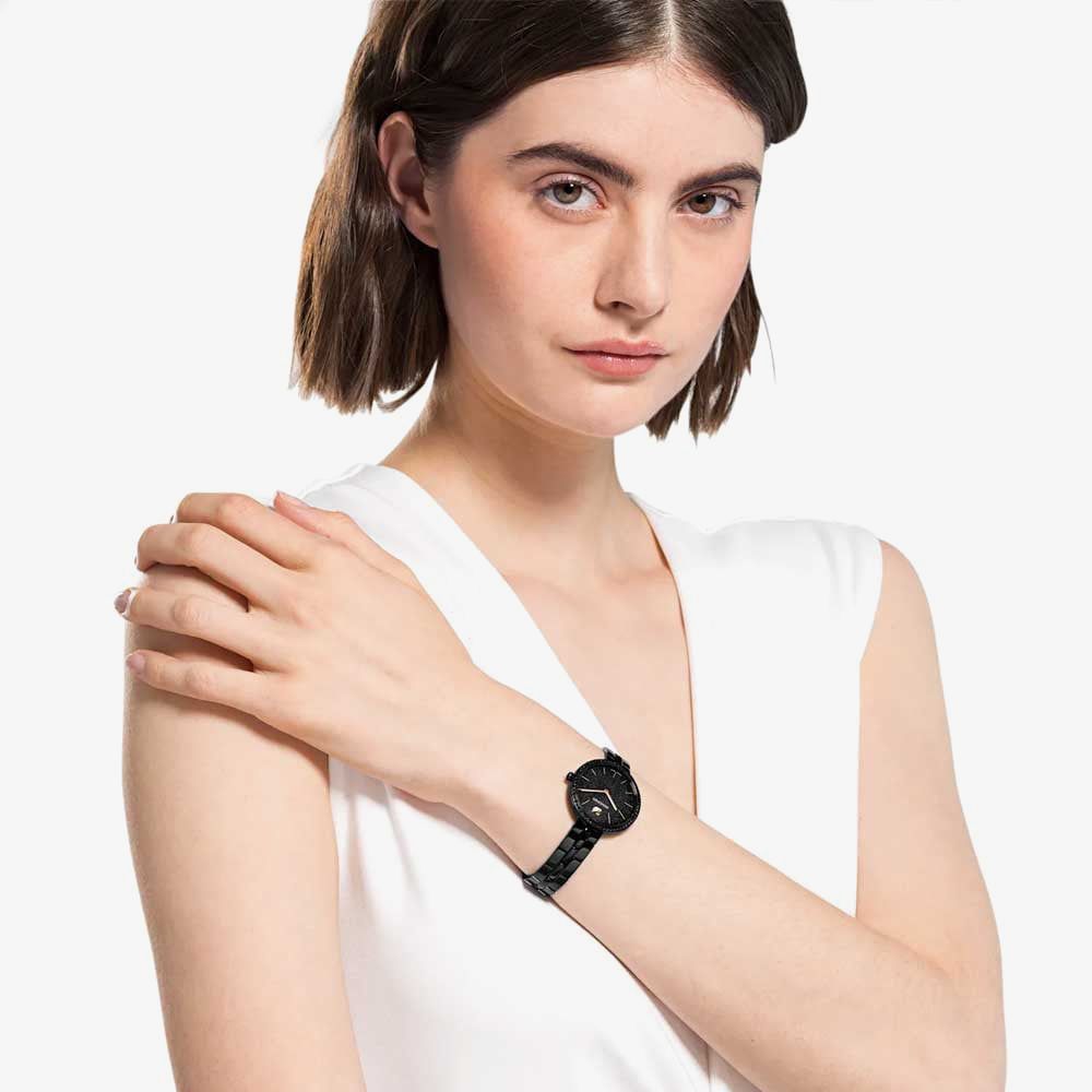 Swarovski Cosmopolitan PVD Black Dial Black Steel Strap Watch for Women - 5547646