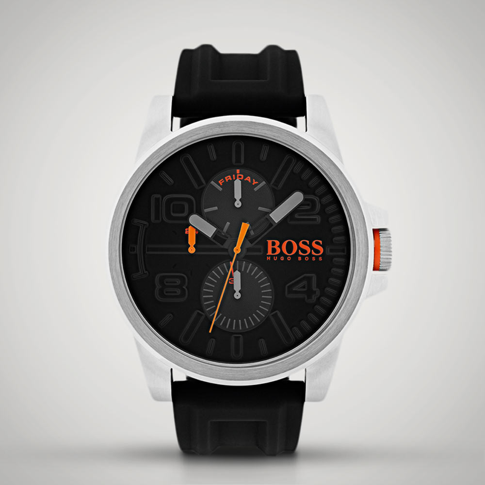 Hugo Boss Detroit Sport Quartz Black Dial Black Rubber Strap Watch for Men - 1550006