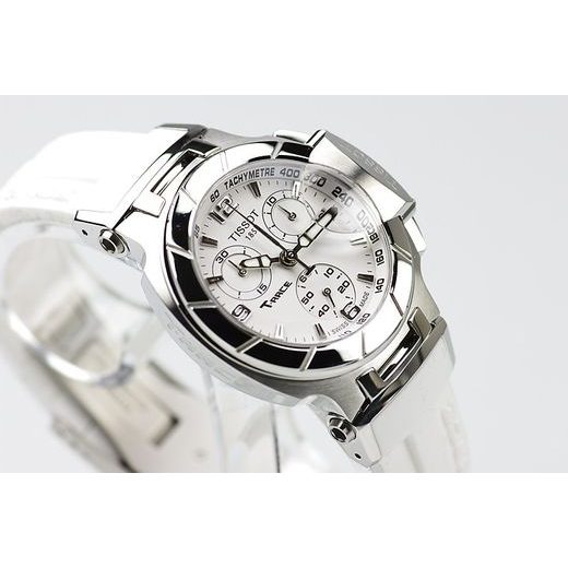 Tissot T Race Lady Chronograph White Dial White Rubber Strap Watch for Women - T048.217.17.017.00