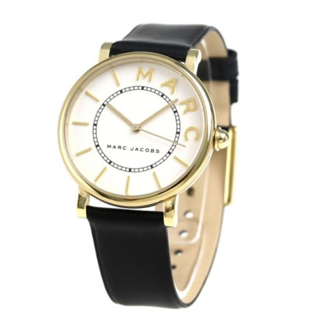 Marc Jacobs Roxy White Dial Black Leather Strap Watch for Women - MJ1532
