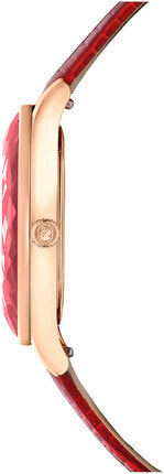 Swarovski Octea Nova Quartz Red Dial Red Leather Strap Watch for Women - 5650002