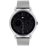 Tommy Hilfiger Damon Quartz Chronograph Black Dial Silver Mesh Bracelet Watch for Men - 1791415