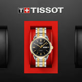 Tissot Automatics III Day Date Black Dial Two Tone Steel Strap Watch For Men - T065.430.22.051.00