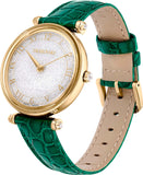 Swarovski Crystalline Wonder Silver Dial Green Leather Strap Watch for Women - 5656893