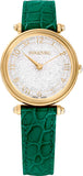 Swarovski Crystalline Wonder Silver Dial Green Leather Strap Watch for Women - 5656893