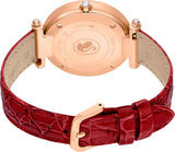 Swarovski Crystalline Wonder Silver Dial Red Leather Strap Watch for Women - 5656905