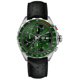 Tag Heuer Formula 1 Calibre 16 Automatic Chronograph Green Dial Black Leather Strap Watch for Men - CAZ2016.FC6473