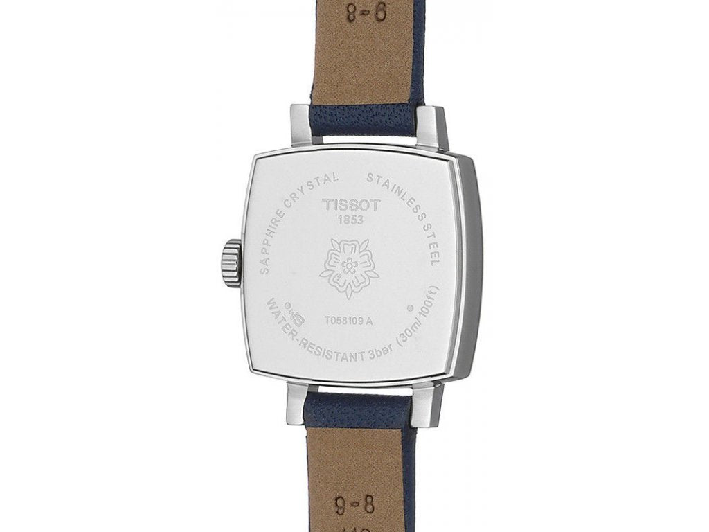 Tissot Lovely Square Silver Dial Blue Leather Strap Watch For Women - T058.109.16.031.00