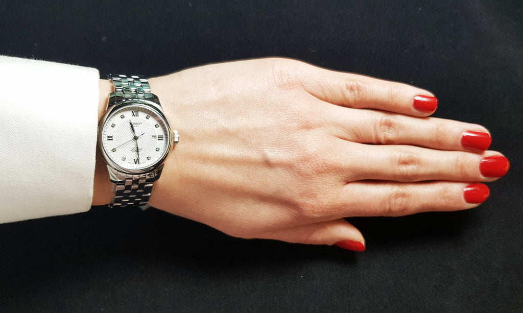 Tissot Le Locle Automatic Diamonds Mother of Pearl Dial Silver Steel Strap Watch For Women - T006.207.11.116.00